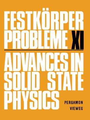 cover image of Festkörper Probleme, Volume 11